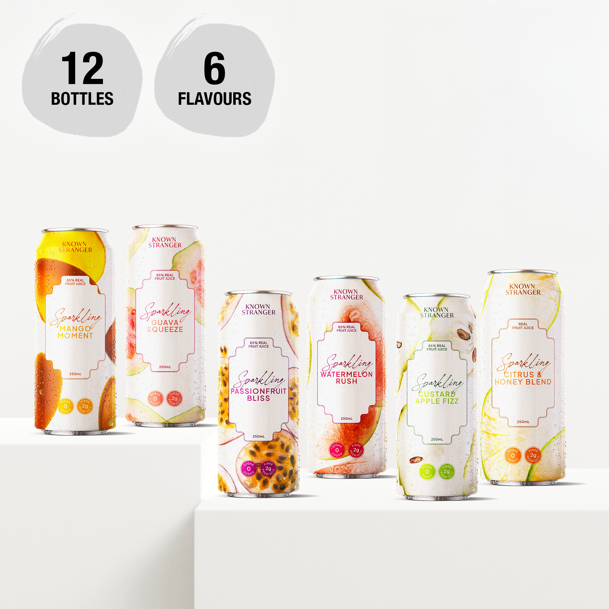 Prebiotic Sparkling Juice - 6 Flavours 12 Cans