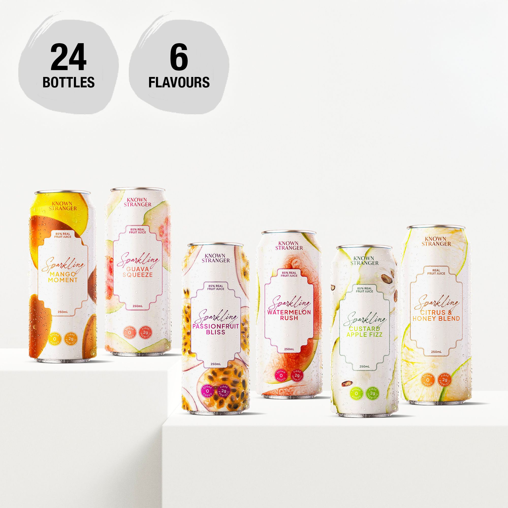 Prebiotic Sparkling Juice - 6 Flavours 24 Cans