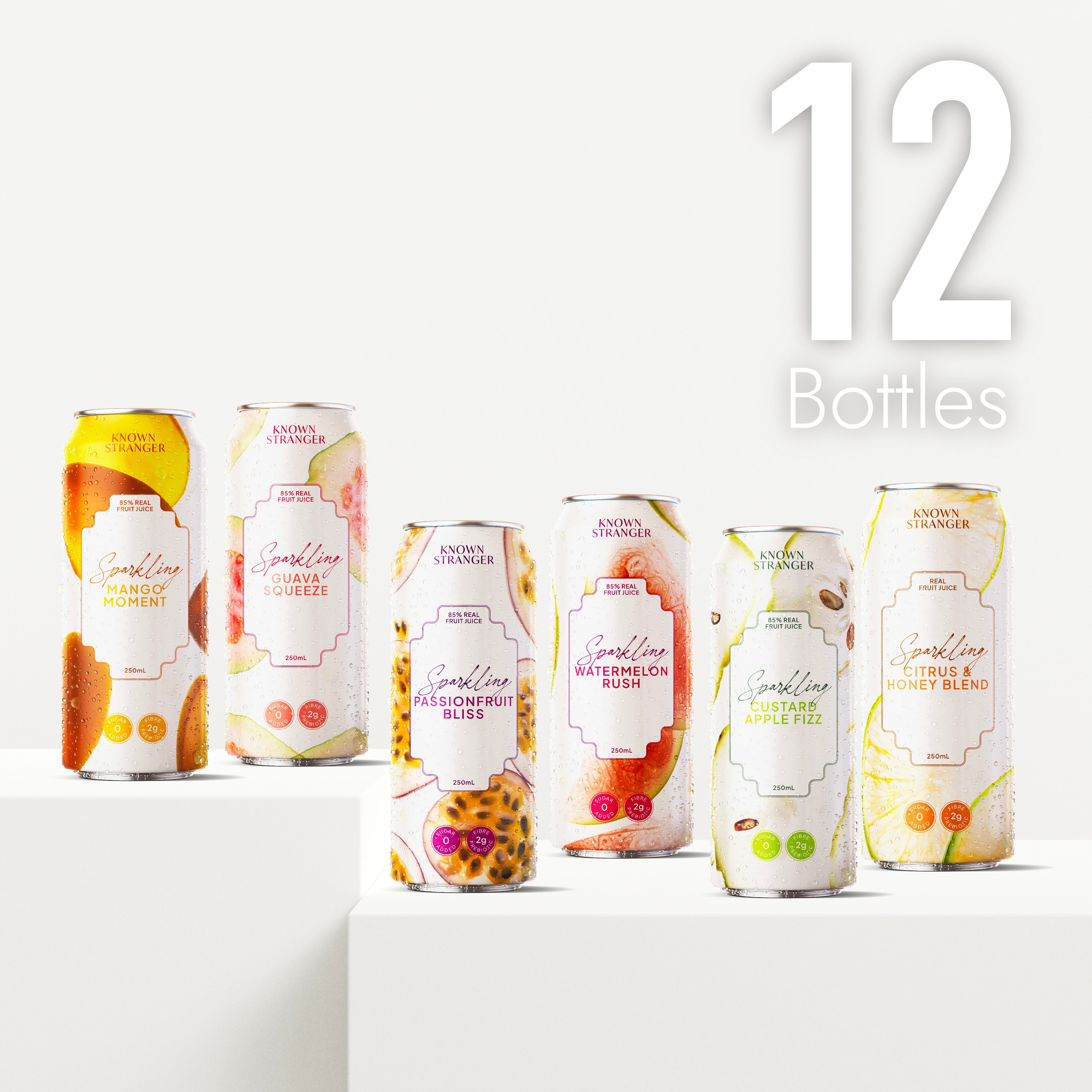 Prebiotic Sparkling Juice - 6 Flavours 12 Cans - Taste of Awesomeness